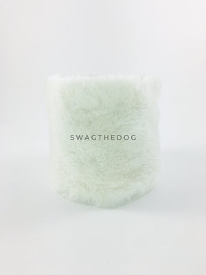 Leopard Swagsnood - Product Front View. Cream Faux Fur Side