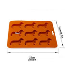 Dachshund Ice Tray. Showing Measurement. 8.66” (22cm) by 6.3” (16cm).