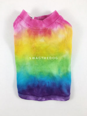 Swagadelic Pride Ombré Tie Dye Tee - Product back view. The hand tie-dyed tee with Pink, Yellow, Green, Sky Blue and Purple