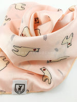 Lorenzo Llama Soft Pink Swagdana Scarf - Close-up View of Product. Dog Bandana. Dog Scarf.