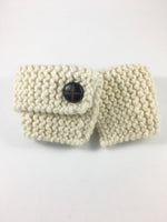 Starlight Sparkle Swagsnood - Product Front View. Cream Color with Sparkle Thread Dog Snood with Accent Button