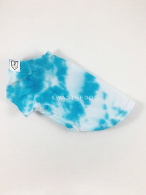 Swagadelic Sky Blue Tie Dye Tee - Product side view. The hand tie-dyed tee with Sky Blue