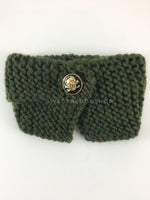Army Green Swagsnood - Product Front View. Army Green Color Dog Snood with Accent Button