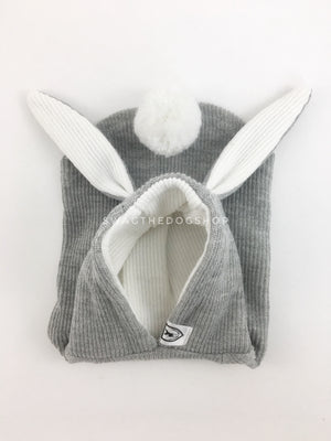 Gray Bunny Hoodie - Product Flip View. Gray Bunny Hoodie with Pom Pom Tail