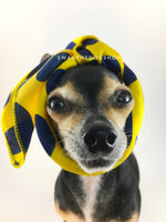 Full of Heart Yellow Swagdana Scarf - Bust of Cute Chihuahua Wearing Swagdana Scarf as Headband. Dog Bandana. Dog Scarf.