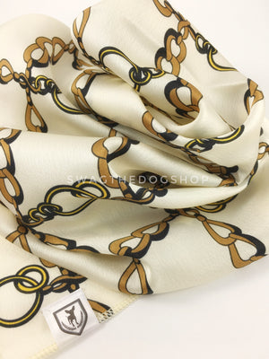24K Vanilla Gold Swagdana Scarf - Close-up View of Product. Dog Bandana. Dog Scarf