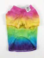 Swagadelic Pride Ombré Tie Dye Tee - Product front view. The hand tie-dyed tee with Pink, Yellow, Green, Sky Blue and Purple