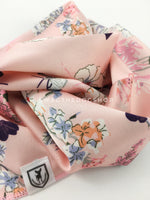 Pink Wild Flowers Swagdana Scarf - Close-up View of Product. Dog Bandana. Dog Scarf.