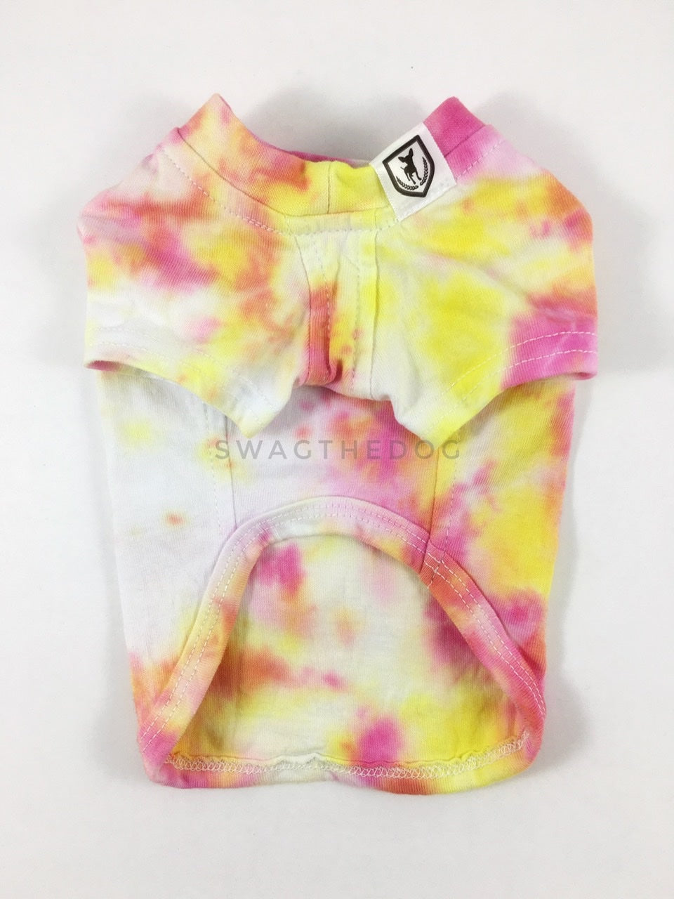 Swagadelic Cotton Candy Tie Dye Tee - Product front view. The hand tie-dyed tee with Pink and Yellow