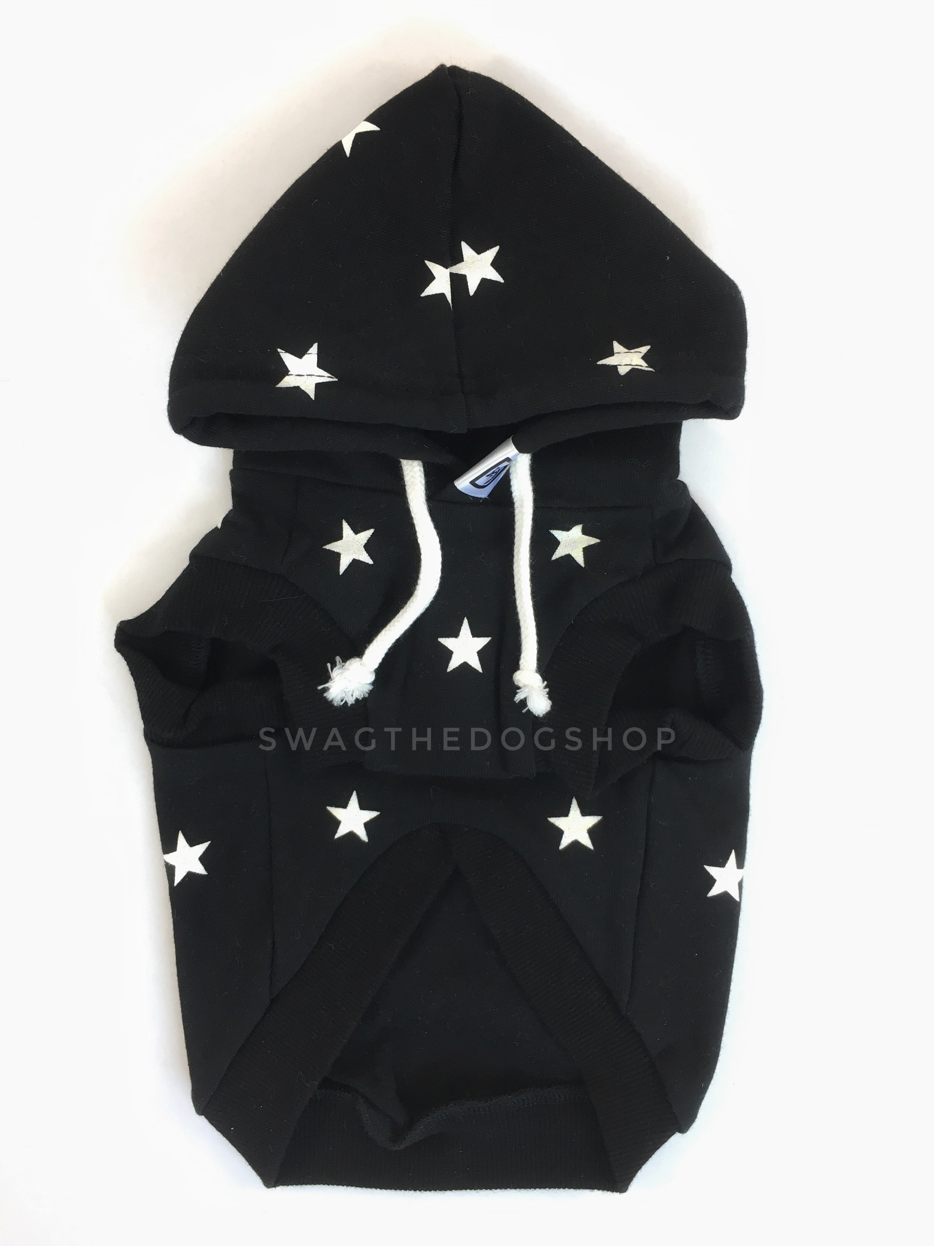 All-Star Black Hoodie - Product Front View. Black and White Star Hoodie
