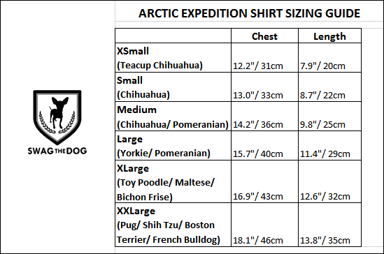 Arctic Expedition Shirt - Sizing Guide