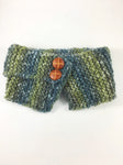 Love of Green Swagsnood - Product Front View. Spectrum of Green Color Dog Snood with Accent Button