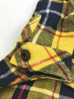 Bumble Bee Plaid Shirt - Close Up View of Sleeve. Yellow and Black Plaid Shirt