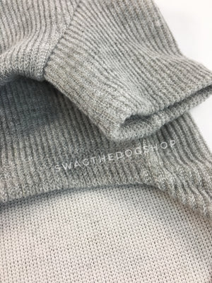 Gray Bunny Hoodie - Close Up of Sleeve View. Gray Bunny Hoodie with Pom Pom Tail