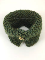 Army Green Swagsnood - Product Above View. Army Green Color Dog Snood with Accent Button