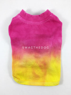 Swagadelic Summer Sunset Ombré Tie Dye Tee - Product back view. The hand tie-dyed tee with Pink and Yellow