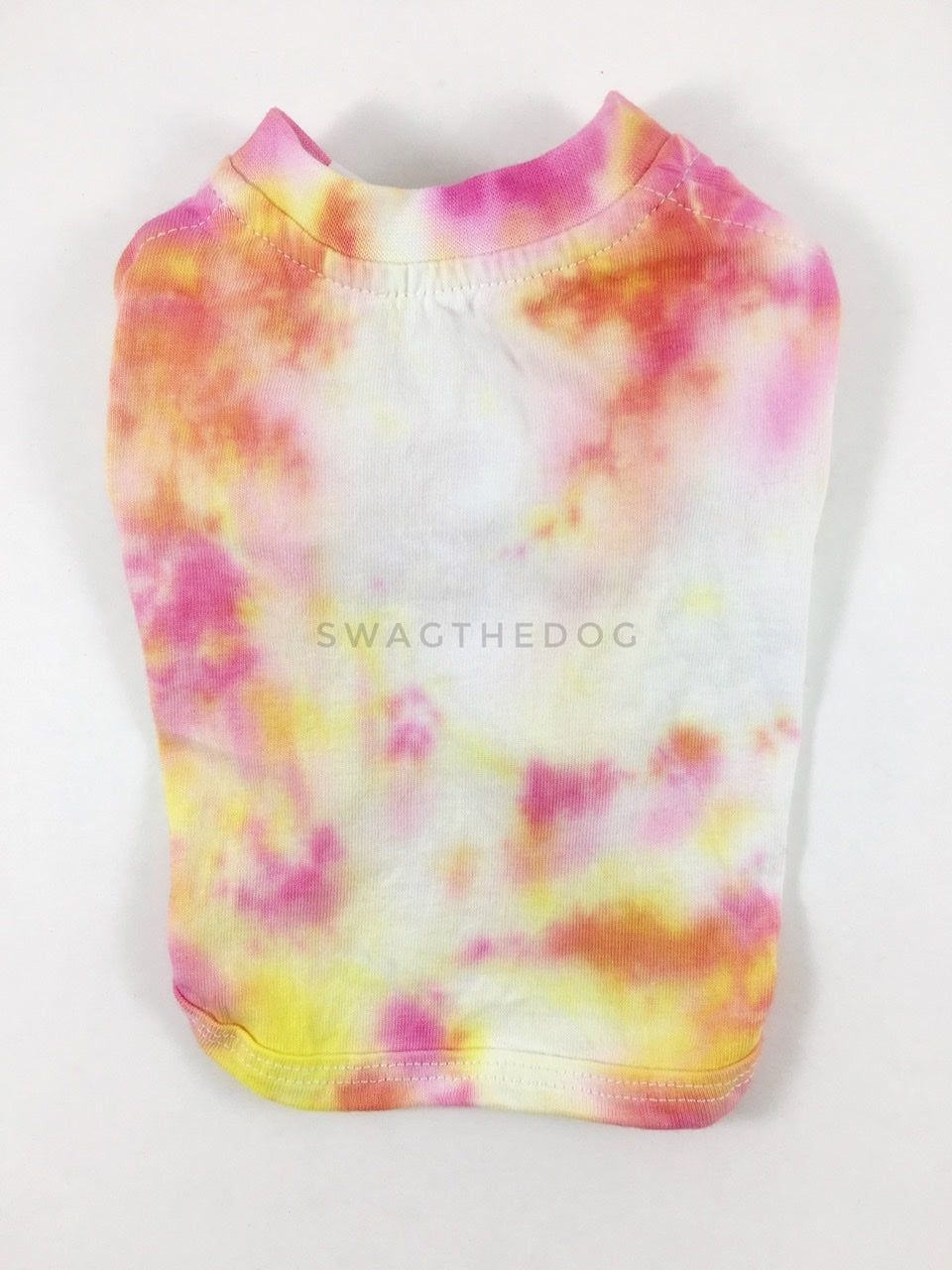 Swagadelic Cotton Candy Tie Dye Tee - Product back view. The hand tie-dyed tee with Pink and Yellow