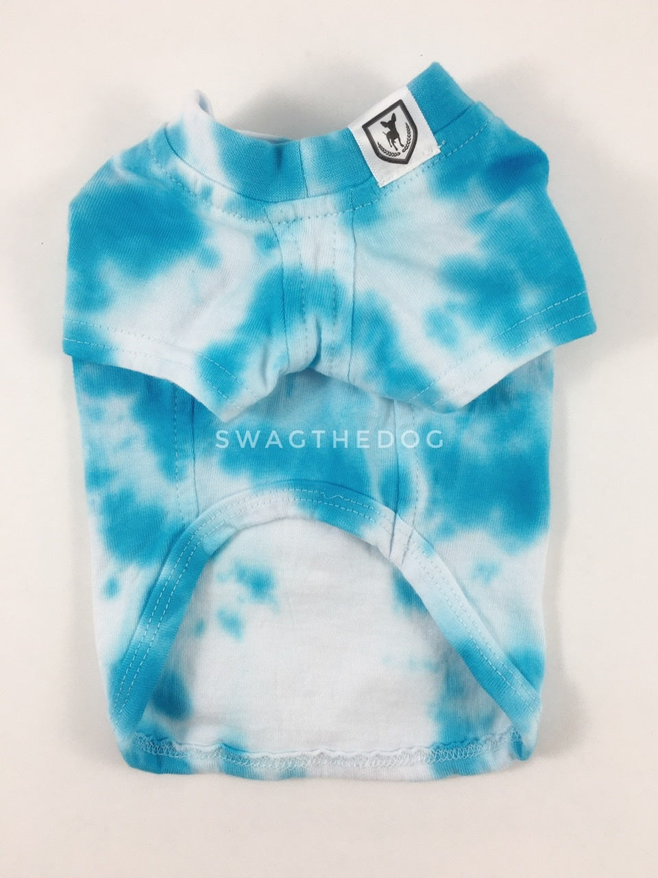 Swagadelic Sky Blue Tie Dye Tee - Product front view. The hand tie-dyed tee with Sky Blue