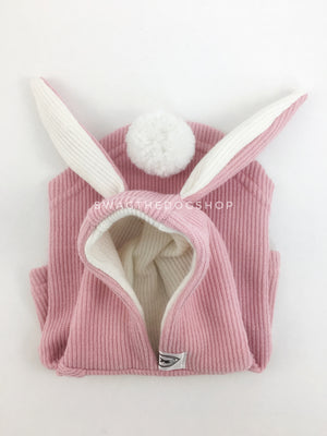 Pink Bunny Hoodie - Product Flip View. Pink Bunny Hoodie with Pom Pom Tail