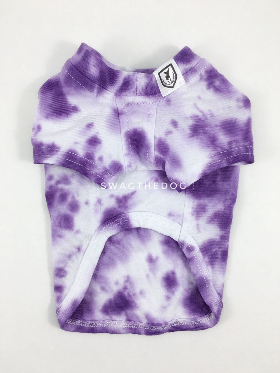 Swagadelic Purple Tie Dye Tee - Product front view. The hand tie-dyed tee with Purple