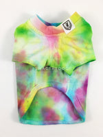 Swagadelic Hipster Tie Dye Tee - Product front view. The hand tie-dyed tee with Pink, Yellow and Sky Blue