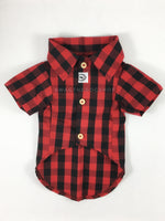 Kenora Summer Shirt - Product Front View. Black and Red Gingham Shirt