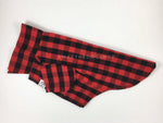 Kenora Summer Shirt - Product Side View. Black and Red Gingham Shirt