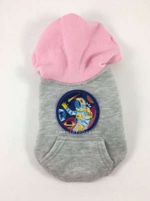 Parklife Pink and Gray Sports Hoodie - Patch Add-on of Spaceman. Pink and Gray Sports Hoodie