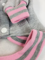 Parklife Pink and Gray Sports Hoodie - Close Up View of Sleeve. Pink and Gray Sports Hoodie