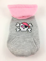 Parklife Pink and Gray Sports Hoodie - Patch Option of Badass Skull with Pink Eye patch. Pink and Gray Sports Hoodie