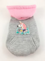 Parklife Pink and Gray Sports Hoodie - Patch Add-on of Unicorn with Flowers. Pink and Gray Sports Hoodie