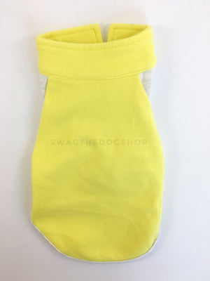 Surfside Lemon Yellow Polo Shirt - Product Back View. Lemon Yellow with Light Gray Sleeves Polo Shirt