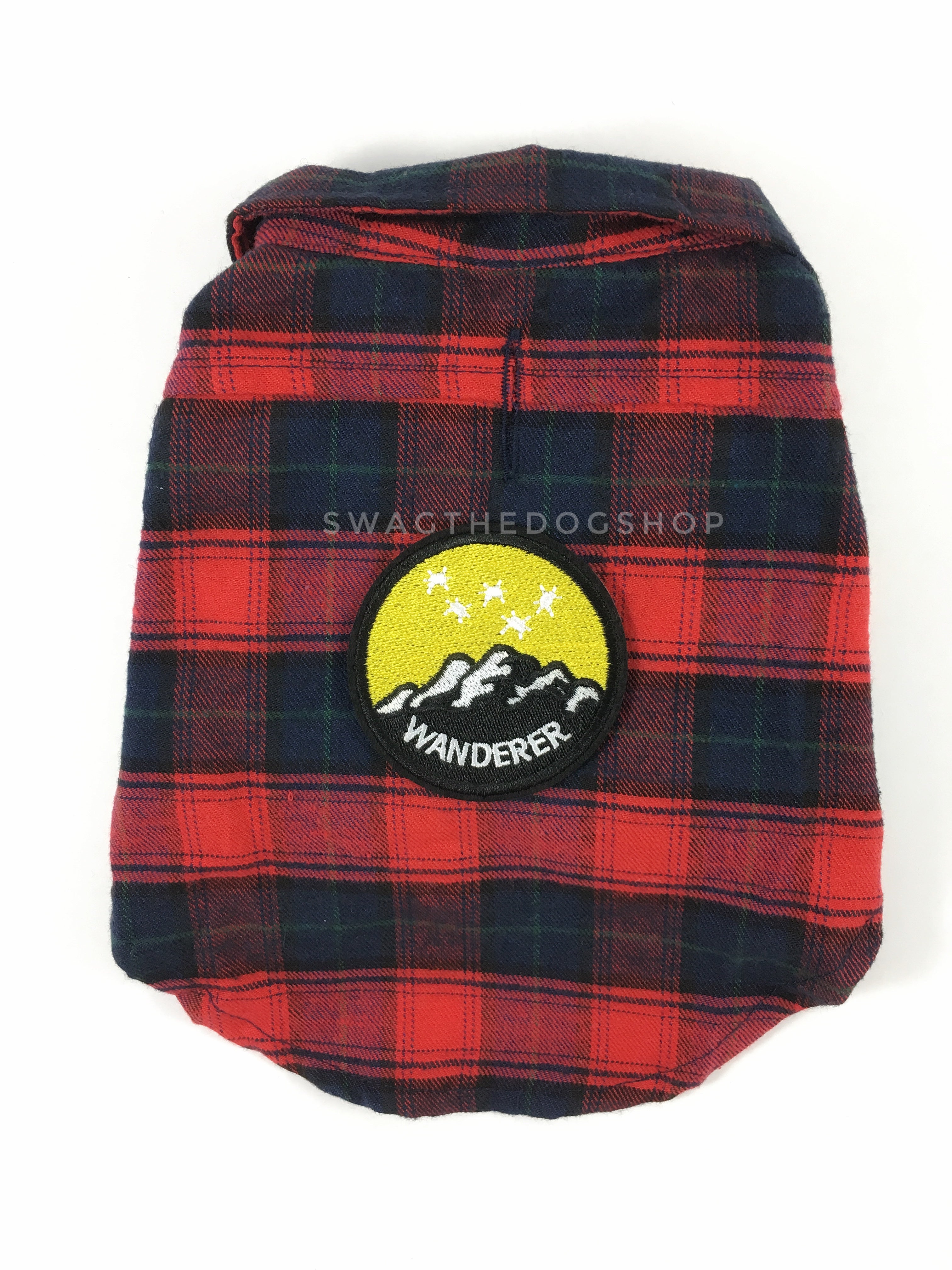True North Red Plaid Shirt - Patch Option of Wanderer on the Back. Red Plaid Shirt