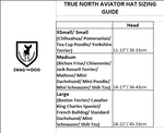 True North Aviator Hat Sizing Guide. Comes in XSmall/ Small, Medium, and Large.