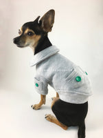 Yachtsman Heather Gray Shirt - Side and Back View of Cute Chihuahua Dog Wearing Shirt. Heather Gray Shirt with Fleece Inside