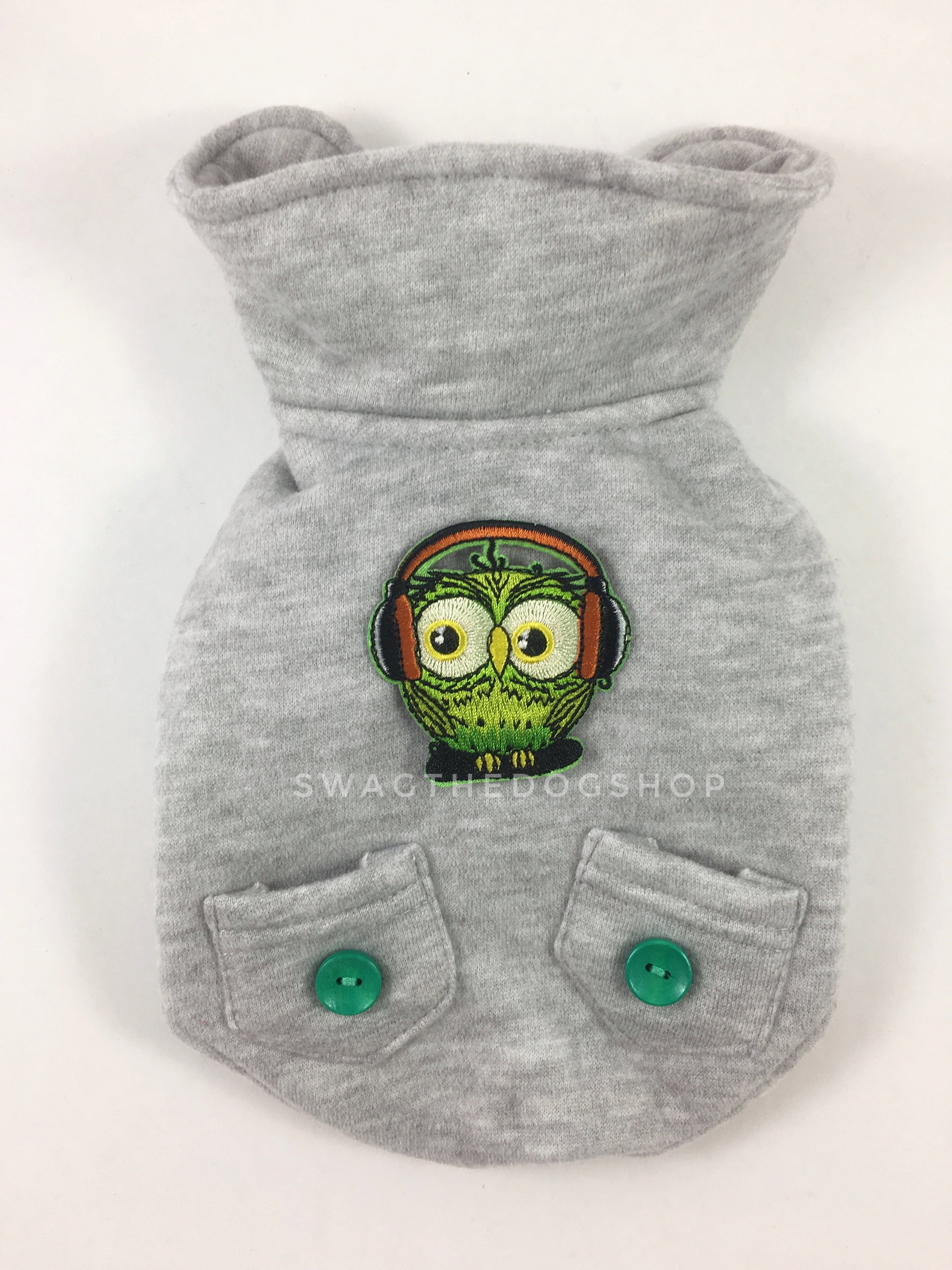 Yachtsman Heather Gray Shirt - Patch Option of Green DJ Owl on the Back. Heather Gray Shirt with Fleece Inside