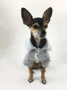 Yachtsman Heather Gray Shirt - Full Front View of Cute Chihuahua Dog Wearing Shirt. Heather Gray Shirt with Fleece Inside