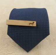 Wooden Tie Clip with Dachshund on Tie